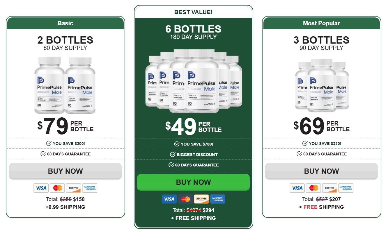 PrimePulse Male Prime Pulse capsule discounted package options